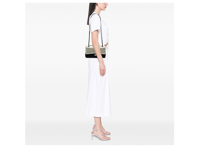 Chanel Gold Medium Classic Bicolor Caviar and Iridescent Calfskin Double Flap - view 5