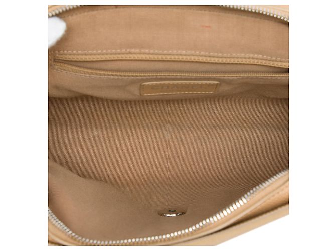 Chanel Beige CC Bicolor Quilted Caviar and Grosgrain Top Handle Flap - vista 4