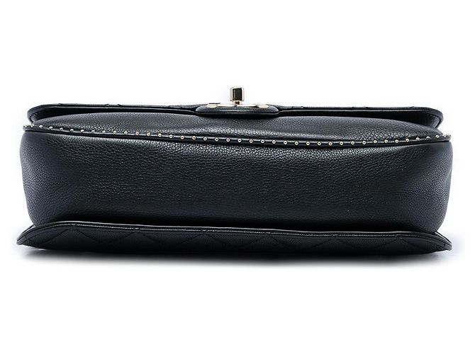 Chanel Black Large CC Quilted Caviar Studded Single Flap Nero - vista 3