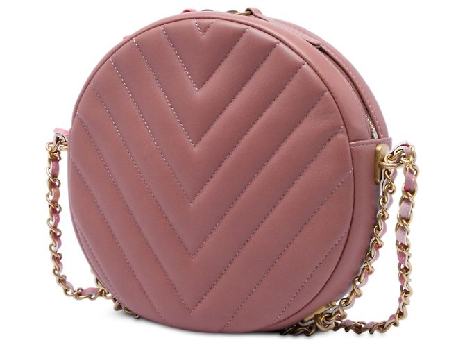 Chanel Pink Chevron Lambskin Round As Earth Crossbody Rosa - vista 2