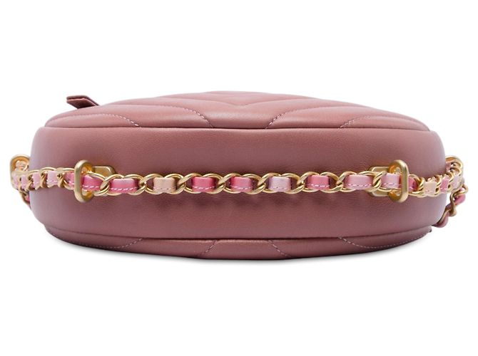 Chanel Pink Chevron Lambskin Round As Earth Crossbody Rosa - vista 3