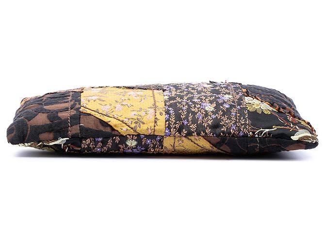 Clutch Prada in tela Broccato marrone con patch - vista 3