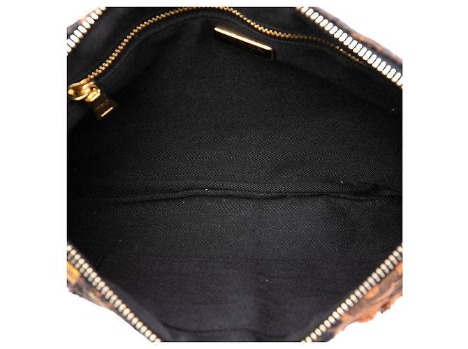 Clutch Prada in tela Broccato marrone con patch - vista 4