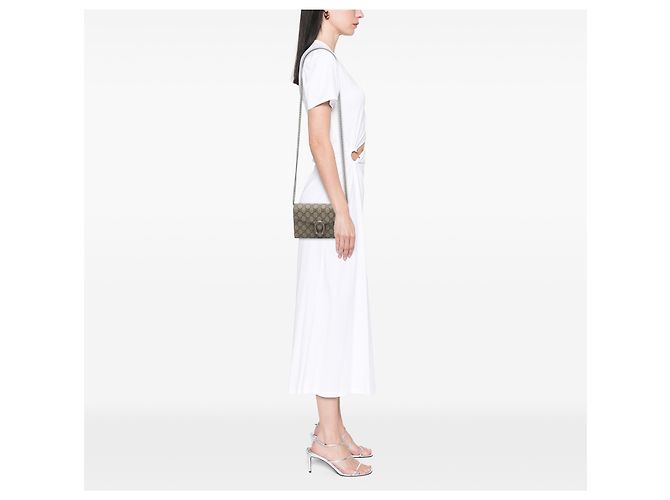 Portafoglio con catena Gucci Beige GG Supreme Dionysus - vista 7
