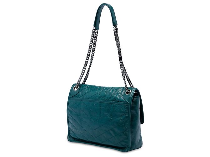 Saint Laurent Niki in pelle di vitello grana grossa verde Medium Verde scuro - vista 2