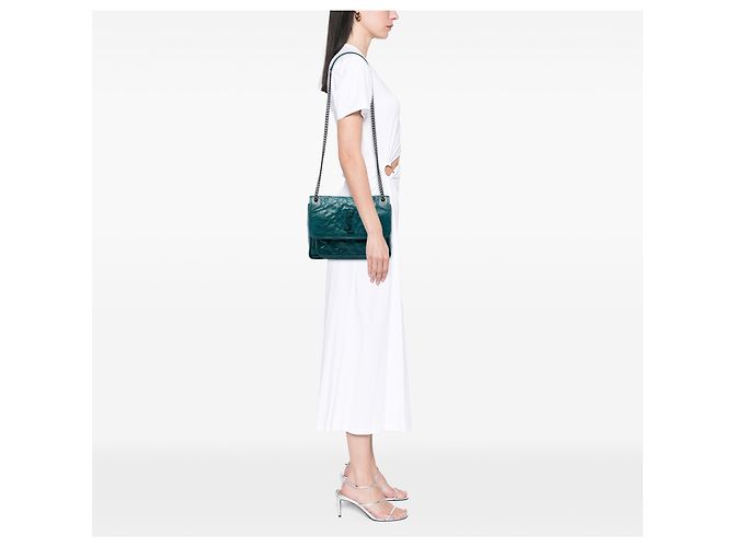 Saint Laurent Niki in pelle di vitello grana grossa verde Medium Verde scuro - vista 5