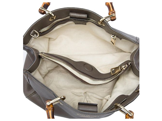 Borsa Gucci Bamboo Shopper media in pelle di vitello marrone - vista 4