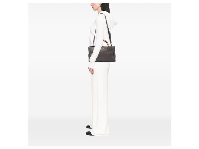 Borsa Gucci Bamboo Shopper media in pelle di vitello marrone - vista 5