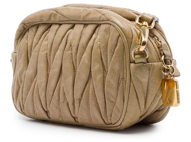Borsa Camera Miu Miu in Nappa Matelassé Beige - vista 2