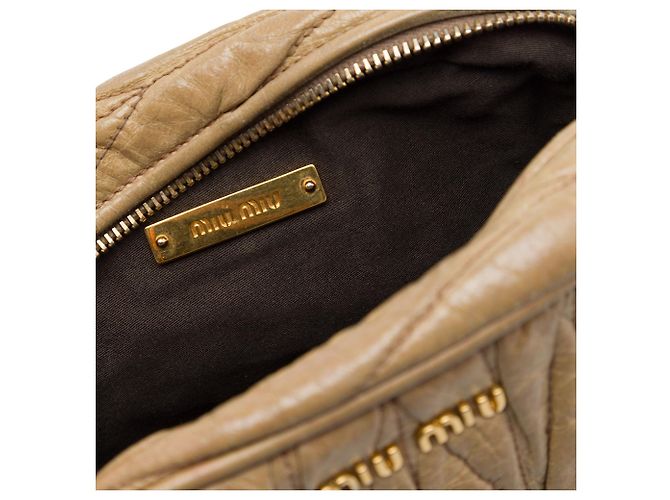 Borsa Camera Miu Miu in Nappa Matelassé Beige - vista 5