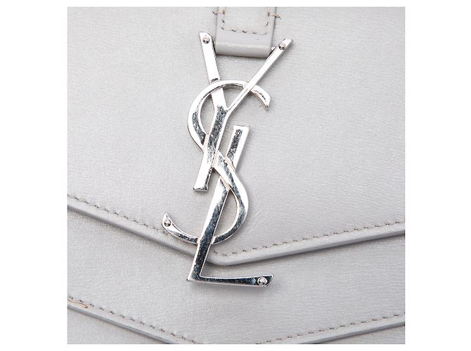 Saint Laurent Sulpice Wallet on Chain aus grauem Leder mit Monogramm Braun - Ansicht 5