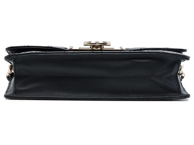 Chanel Black Quilted Patent Golden Class East West Wallet on Chain Nero - vista 3