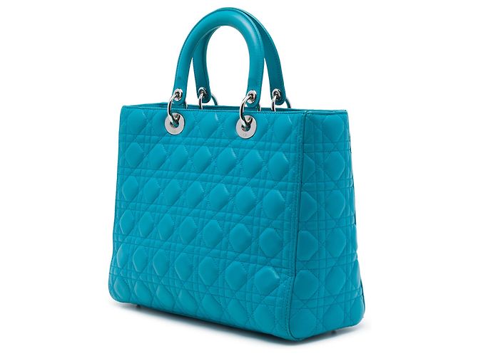 Dior Blue Large Lambskin Cannage Lady Dior Turchese - vista 2