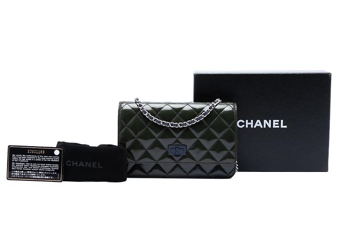 Wallet On Chain Chanel Cartera con Cadena Reissue 2.55 de charol acolchado verde Verde oscuro - vista 7