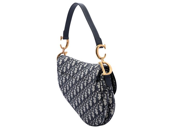 Borsa Saddle Dior in tela Oblique blu - vista 2
