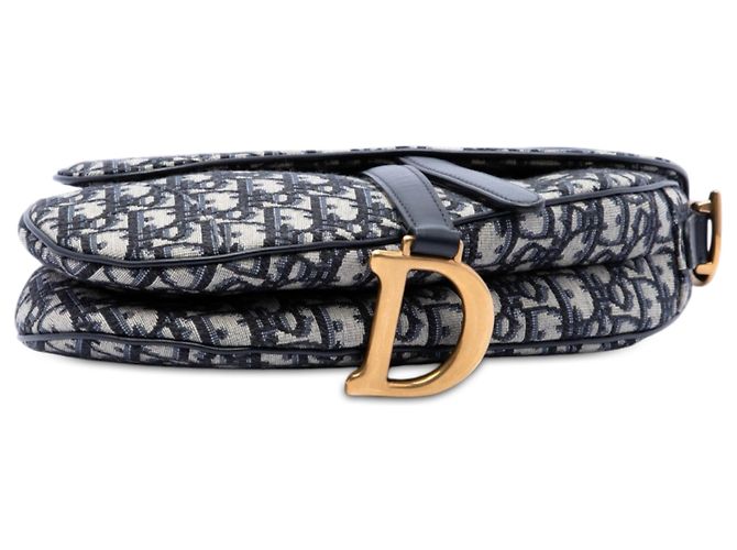 Borsa Saddle Dior in tela Oblique blu - vista 3
