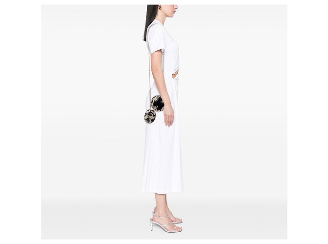 Clutch Rotonda Chanel Beige CC in Tweed Matelassé e Shearling con Catena - vista 5