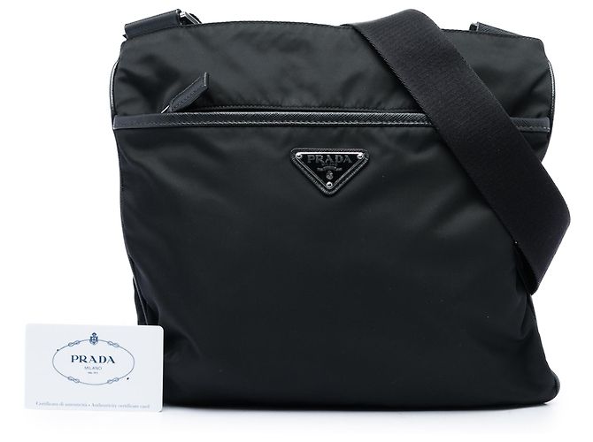 Borsa a tracolla Prada in Tessuto nera con zip Nero - vista 7