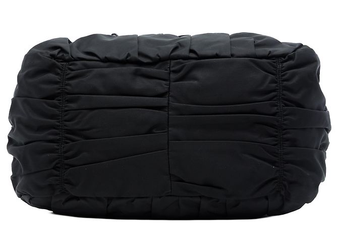 Borsa Satchel Prada in Tessuto Gaufre Nera Nero - vista 3