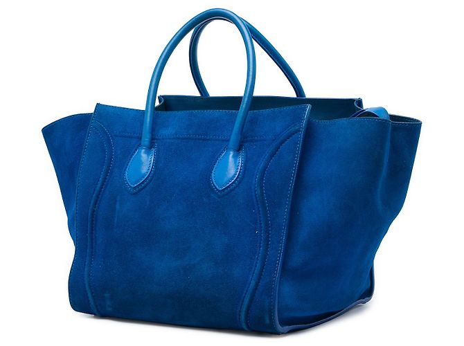 Céline Celine Blue Medium Suede Phantom Luggage Tote - vista 2