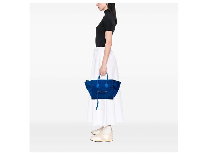 Céline Celine Blue Medium Suede Phantom Luggage Tote - vista 5