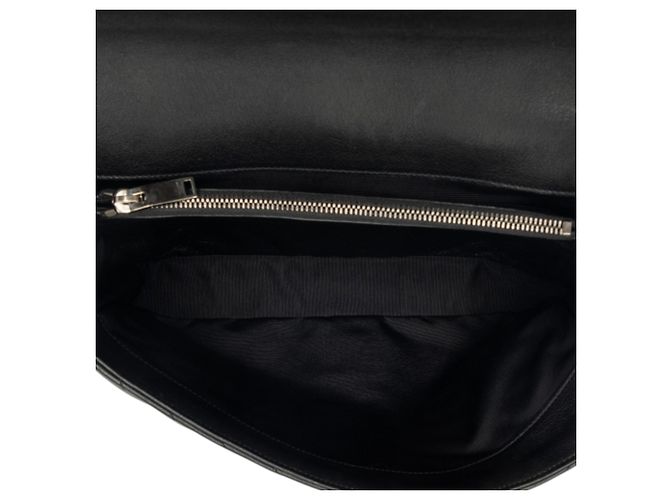Borsa College Monogram Saint Laurent in pelle di pecora chevron nera Large Nero - vista 4