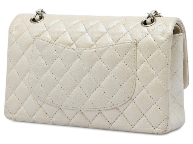 Chanel White Medium Classic Iridescent Caviar Double Flap Bianco Crudo - vista 2