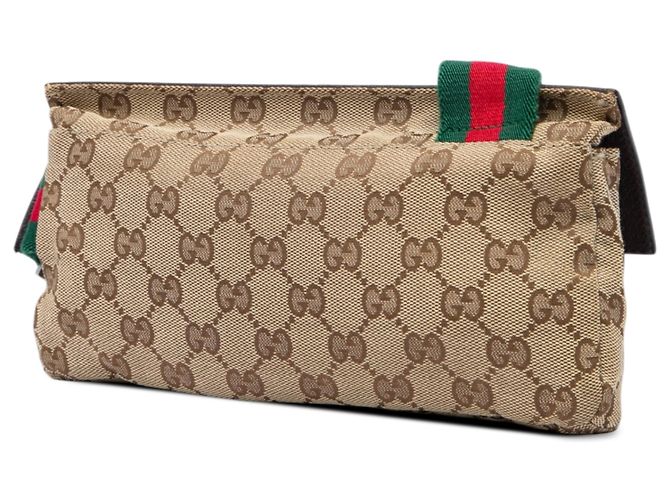 Borsa a tracolla Gucci in tela GG beige con Web - vista 2