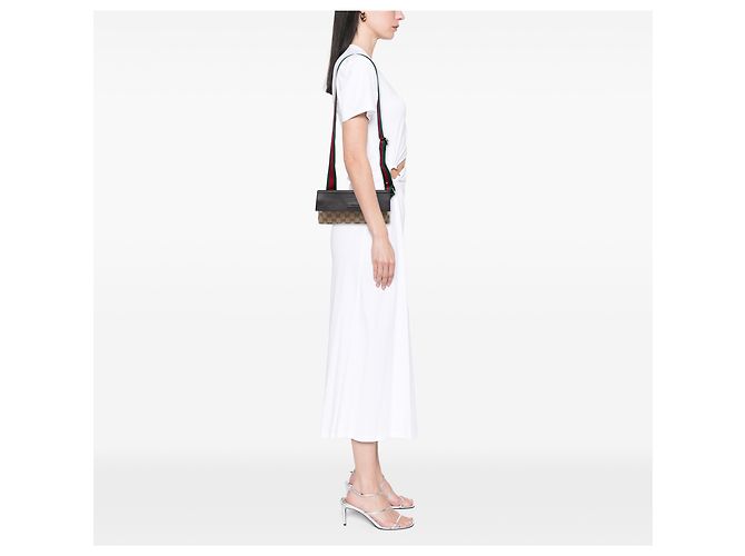 Borsa a tracolla Gucci in tela GG beige con Web - vista 5