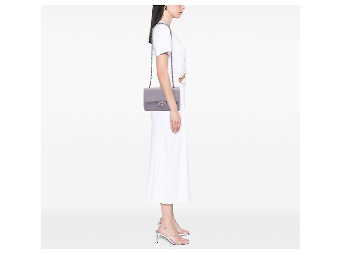 Chanel Purple Medium Classic Jersey Single Flap Porpora - vista 6