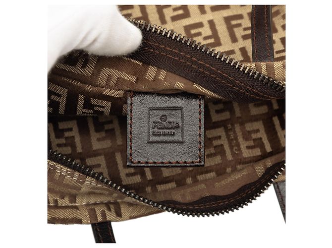 Borsa a mano Fendi Mini Zucchino Canvas Beige - vista 5