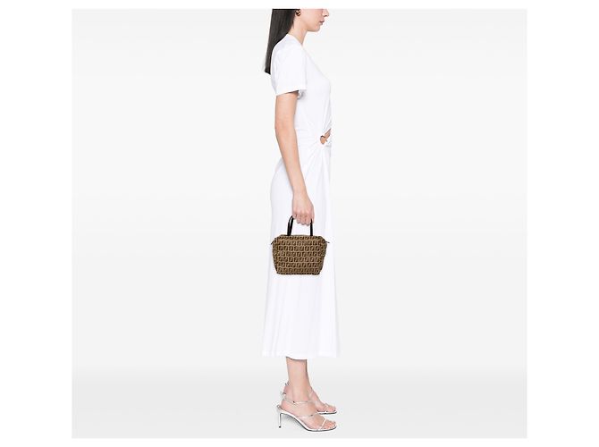 Borsa a mano Fendi Mini Zucchino Canvas Beige - vista 6