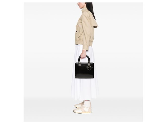 Dior Black Medium Glazed Calfskin Lady Dior Nero - vista 6