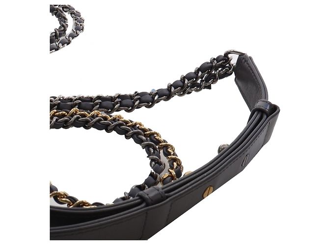 Chanel Gabrielle Hobo Small aus gestepptem grauem Kalbsleder Braun Anthrazitgrau - Ansicht 13