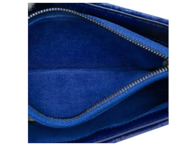 Portacellulare Chanel Blue Mini CC Quilted Velvet con catena - vista 4