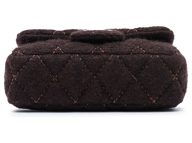 Chanel Brown Extra Mini Quilted Wool Single Flap Marrom Castanho escuro - vista 3