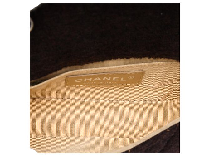 Chanel Brown Extra Mini Quilted Wool Single Flap Marrom Castanho escuro - vista 4