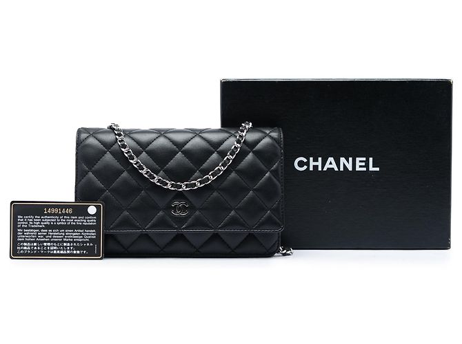 Portafoglio Chanel Black CC Quilted Lambskin Wallet On Chain Nero - vista 7