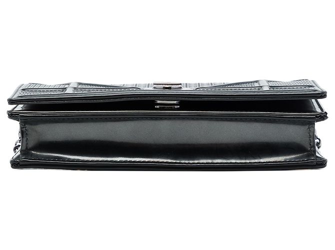Diorama Wallet on Chain Microcannage aus schwarzem metallischem Lackleder Dior - Ansicht 3