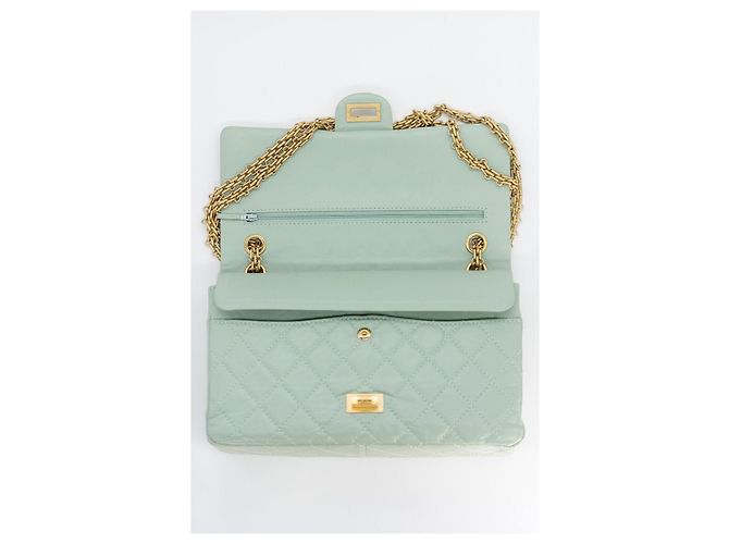 Mademoiselle Borsa Chanel 2.55 Classic Flap Verde Menta Lambskin Medium Verde chiaro - vista 11
