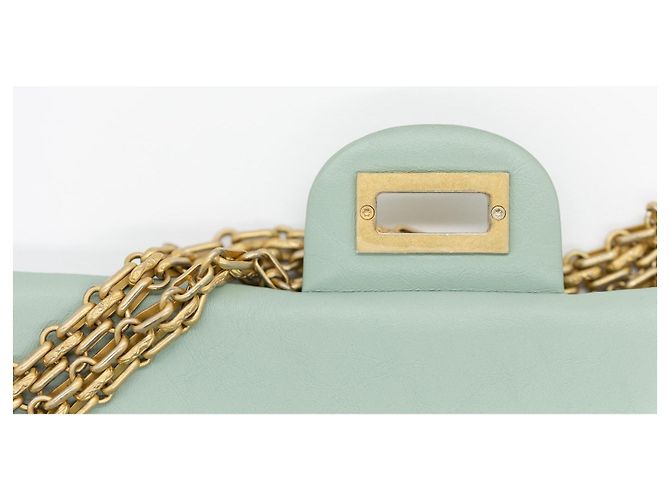 Mademoiselle Borsa Chanel 2.55 Classic Flap Verde Menta Lambskin Medium Verde chiaro - vista 12