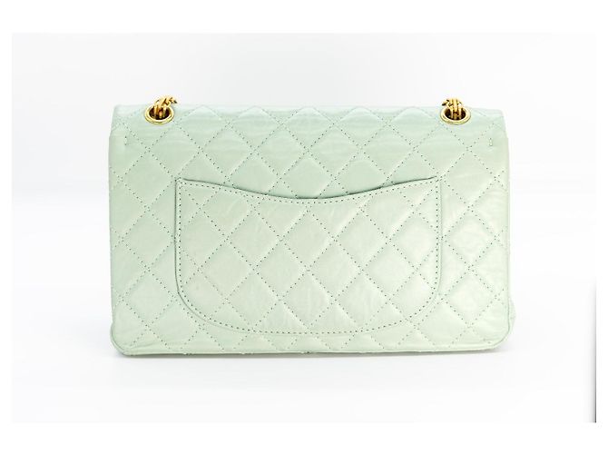 Mademoiselle Borsa Chanel 2.55 Classic Flap Verde Menta Lambskin Medium Verde chiaro - vista 5