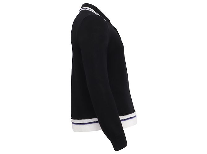 Salvatore Ferragamo Ferragamo Strick-Poloshirt mit langen Ärmeln aus schwarzer Viskose - Ansicht 3