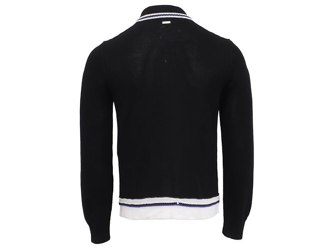 Salvatore Ferragamo Ferragamo Strick-Poloshirt mit langen Ärmeln aus schwarzer Viskose - Ansicht 4