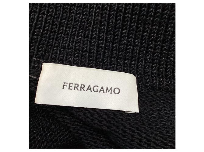 Salvatore Ferragamo Ferragamo Strick-Poloshirt mit langen Ärmeln aus schwarzer Viskose - Ansicht 8