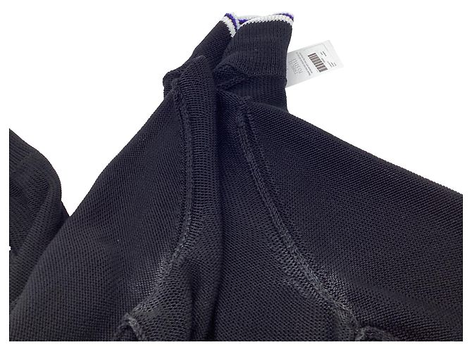 Salvatore Ferragamo Ferragamo Strick-Poloshirt mit langen Ärmeln aus schwarzer Viskose - Ansicht 9