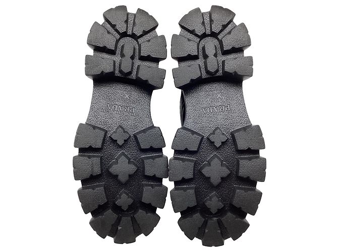 Stivali combat Prada Monolith in pelle nera e nylon Nero - vista 7