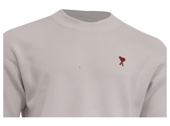 Ami Ami de Cœur Pullover aus weißer Baumwolle Roh - Ansicht 2