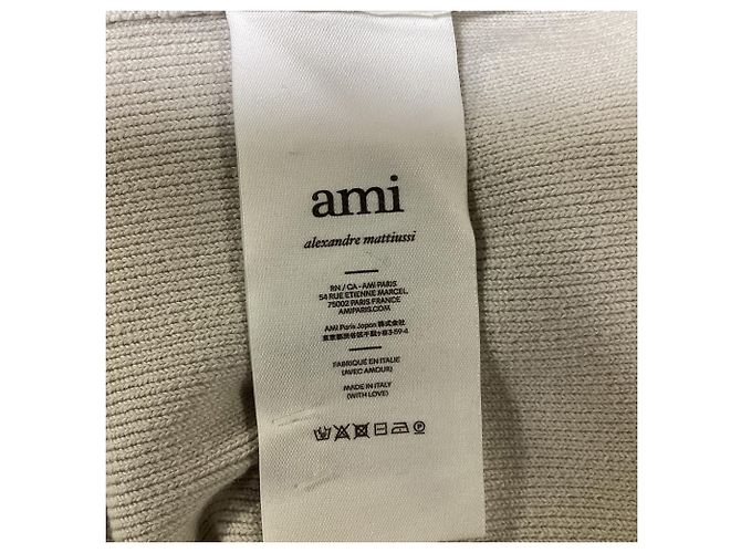 Ami Ami de Cœur Pullover aus weißer Baumwolle Roh - Ansicht 6