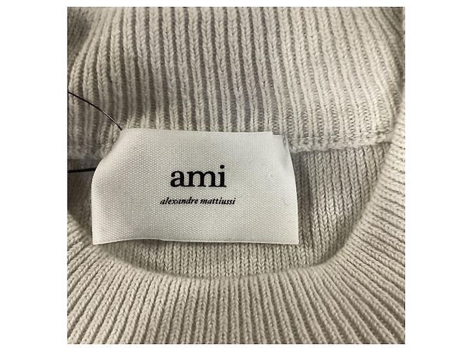 Ami Ami de Cœur Pullover aus weißer Baumwolle Roh - Ansicht 7